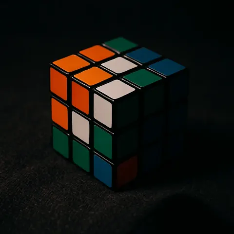 At the Center of the Image Is a Luminous Rubik's