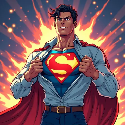 Anime Superhero Revealing His Heroic Emblem