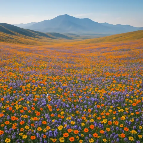 Immense Carpet of Countless Tiny Wildflowers in Vibrant Hues Stretches