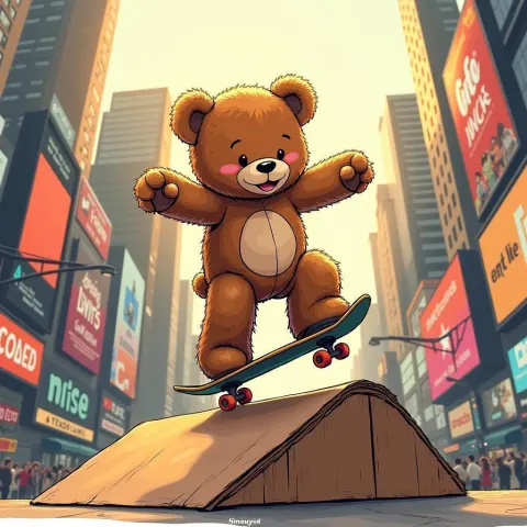 Whiteboard Teddy Bear Tricks in Times Square