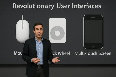 Presenter Stands in Front of a Slide Showcasing Three Revolutionary