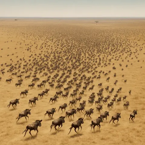 Vast Herd of Wildebeest