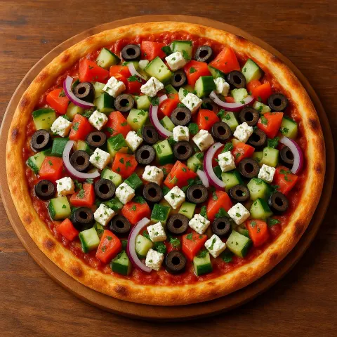 Colorful Vegetable Pizza Topped with Diced Tomatoes