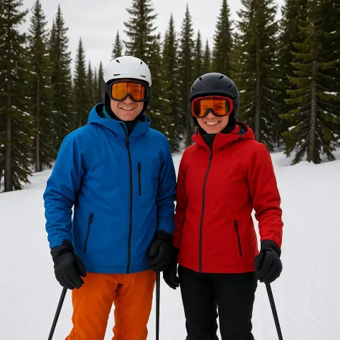 Two People Wearing Helmets