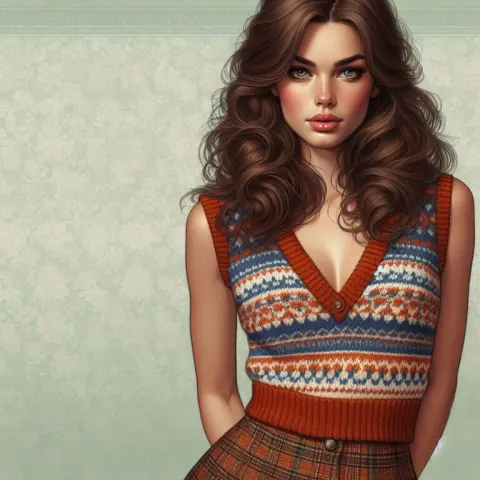 Retro Digital Painting of Young Woman