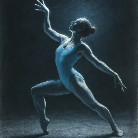 Dynamically Posed Pastel Maillot-clad Figure
