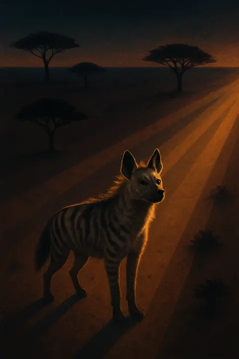 Lone Striped Hyena—its Head Held High Observantly