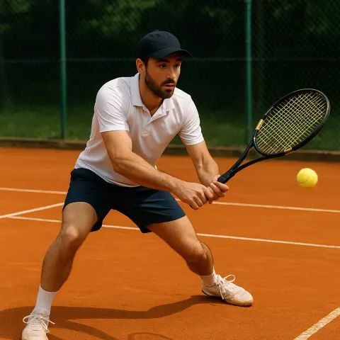 Man Playing Tennis on a Clay Court