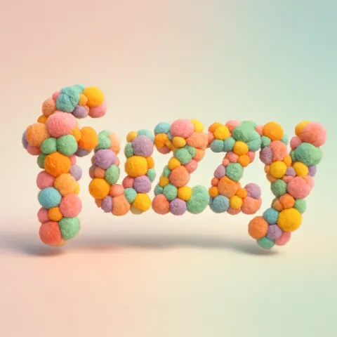 Vibrant and Imaginative 3D Depiction of the Word "fuzzy," Crafted