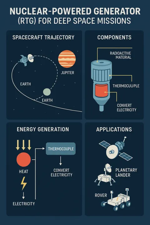 Infographic Explaining Nuclear-powered Generators (RTGs) Used in Deep Space Missions
