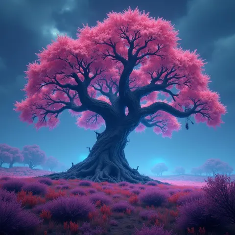 Giant Neon Tree in Cybernetic Field