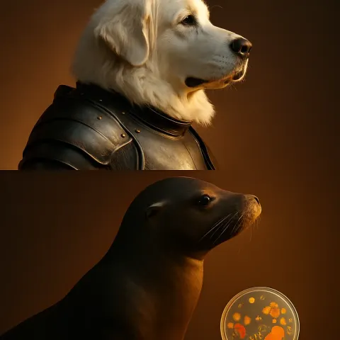 Great Pyrenees in a Cuirass