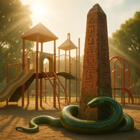 Community Playground in a Park Basks in the Warm Glow