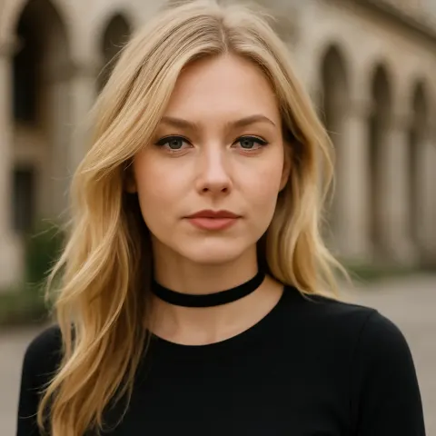 Blonde-haired Woman Wearing a Black Top