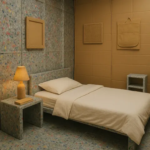 Makeshift Sleeping Space Is Decorated Using Reused Cardboard