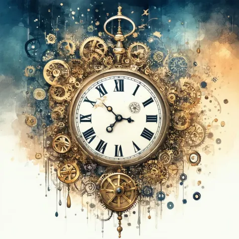 Handless Clock With Floating Gears and Time