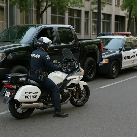 Portland Police Officer on a Motorcycle