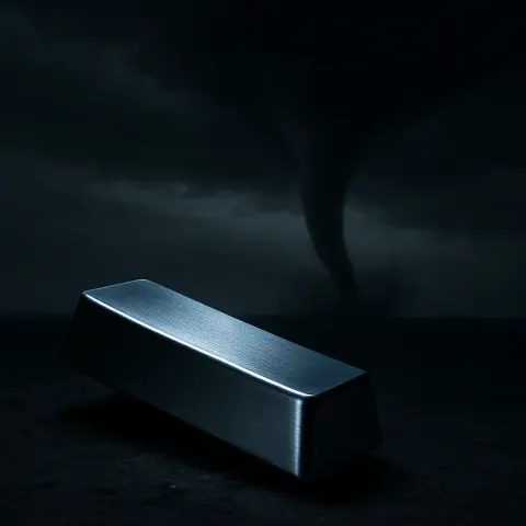 Starkly Rim-lit Anodized Metallic Space Bar in Three-quarter View Confronts