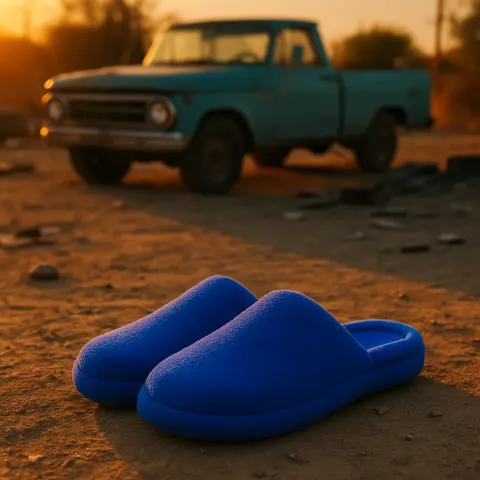 Striking Pair of Sapphire-blue Slippers Commands Attention