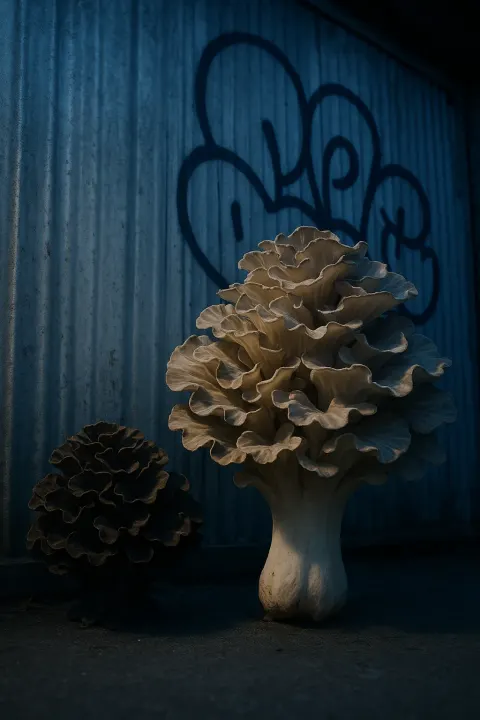 Dark Brown Hen-of-the-woods Forming a Compact Rosette