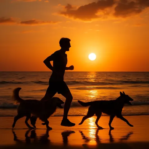 Man and Two Dogs