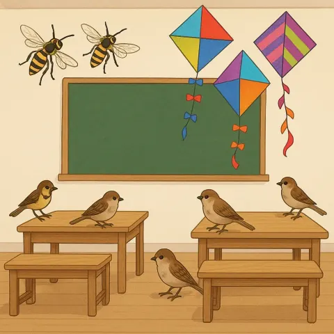 Classroom Was Adorned with Three Desks