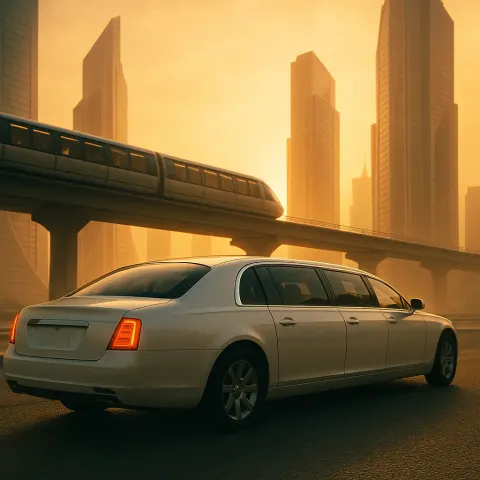 Single Pearl White Limousine Featuring a Panoramic Glass Roof Glides