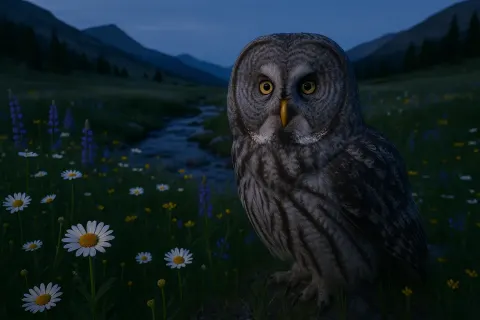 Single Great Grey Owl