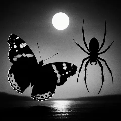 Admiral and a Barn Spider