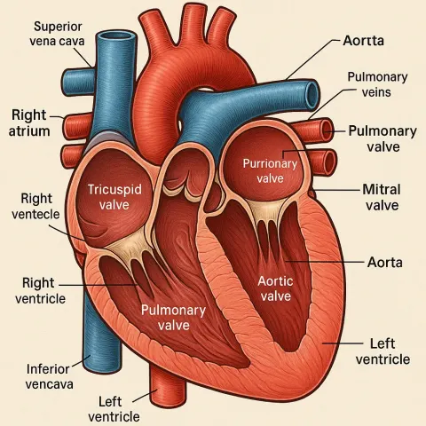 Detailed Cross-sectional Depiction of the Human Heart