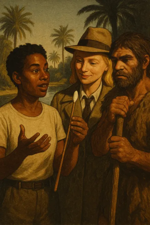 Androgynous Humanitarian with Brown Caramel Skin Expressively Gestures