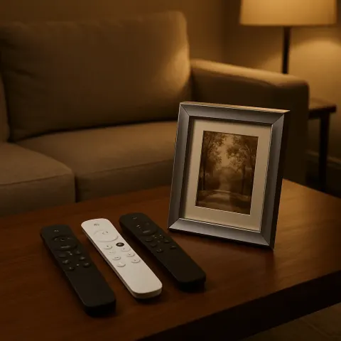 On a Sleek Dark Walnut Coffee Table