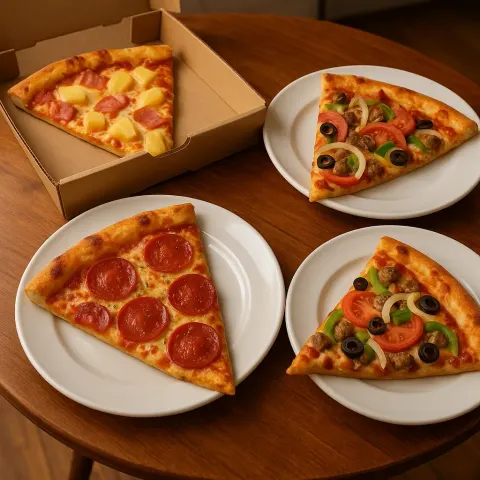 Three Large Slices of Pizza