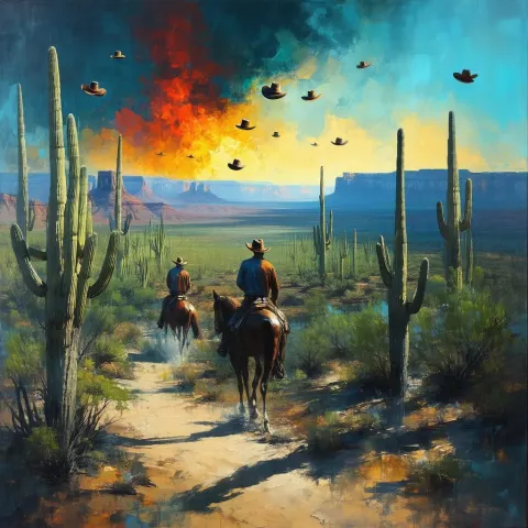 Melting Wild West With Floating Cowboy Hats
