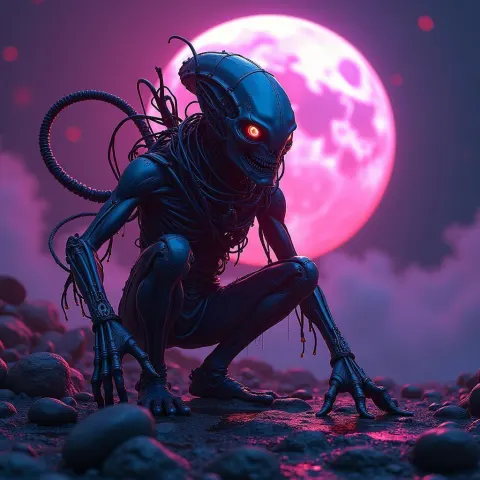 Neon Zombie Alien on Cybernetic Moon