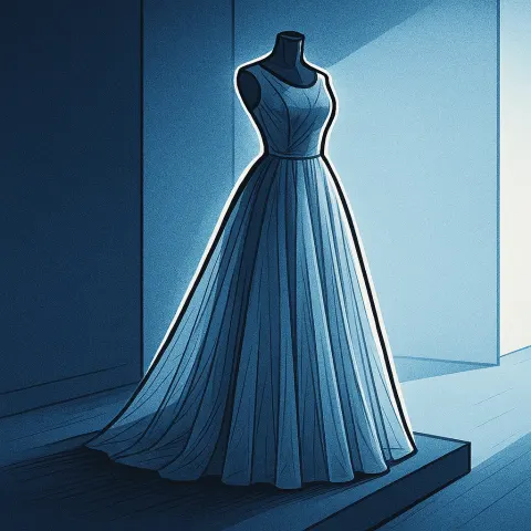 Single Floor-length Gown of Ethereal Tulle Is Dramatically Presented