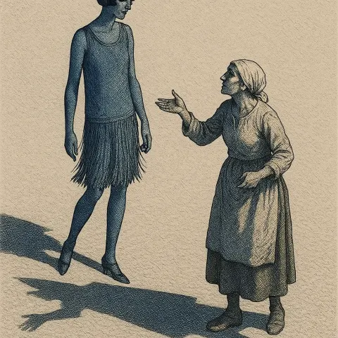 Towering Blue-skinned 1920s Flapper