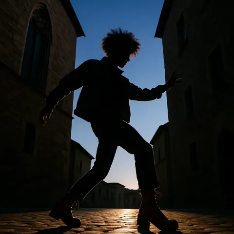 Looming Old Stone Buildings Naturally Frame a Dynamic Performer