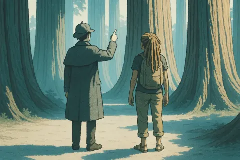 Figure in a Distinctive Sherlock Holmes-style Coat and Traditional Footwear