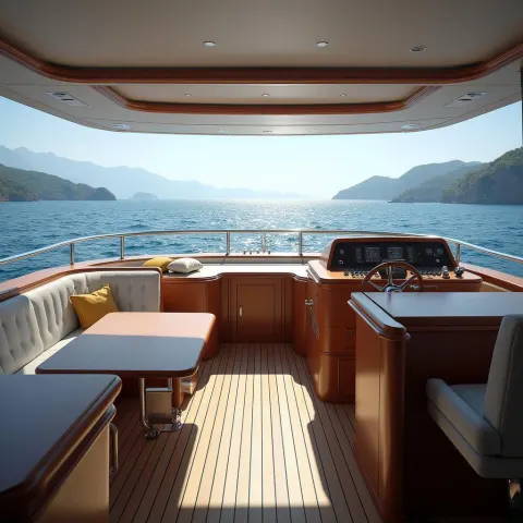 Luxury Yacht Deck Overlooking Sweeping Seas
