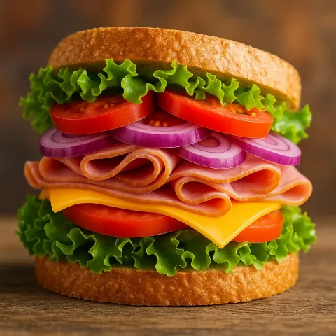 Lively Depiction of a Mouthwatering Sandwich