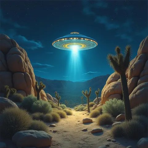 Fresco UFO Glowing Over Joshua Tree