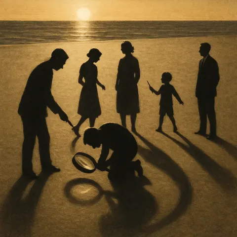 Five Diminutive Figures Are Dramatically Backlit into Stark Silhouettes