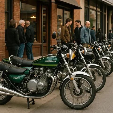 Row of Parked Motorcycles