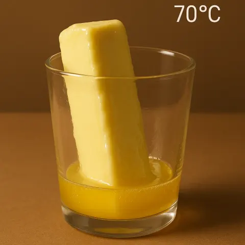 Transparent Cup Holding a Softened Stick of Butter