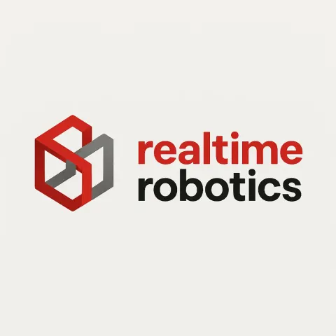 Logo Featuring a Red and Gray Interconnected Geometric Shape
