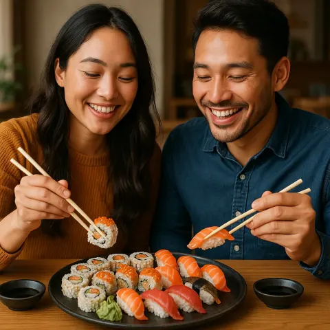 Two People Savoring a Meal Together