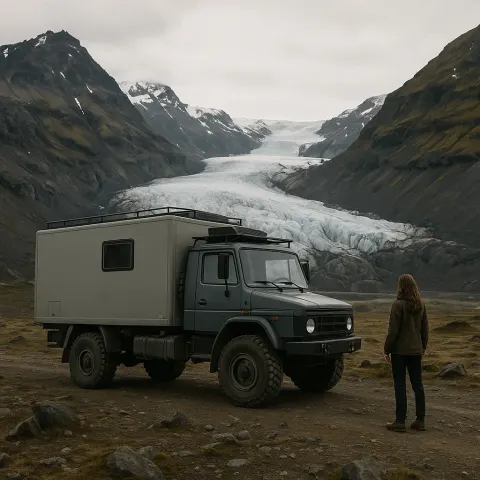 Solitary Woman Positioned Next to a Sizable