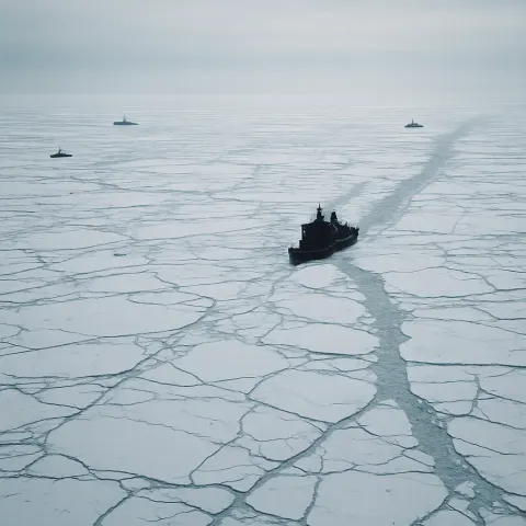 Several Icebreaker Ships