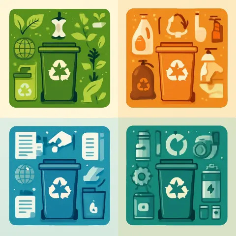 Detailed Vector Illustration Made Up of Four Distinct Square Panels